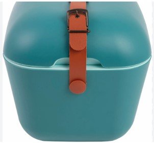 cooler polarbox bag azul 12l com alca marrom de lado