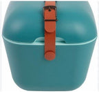 cooler polarbox bag azul 12l com alca marrom de lado