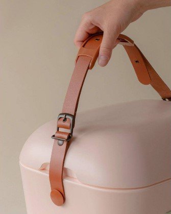 cooller polarbox rosa com alca marrom