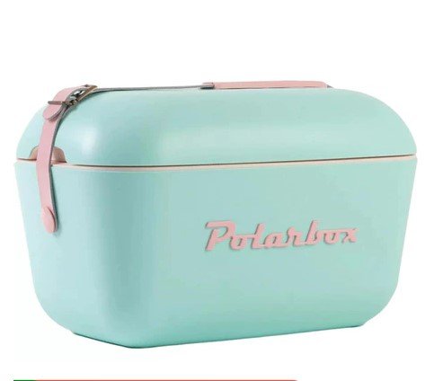 cooller polarbox verde agua com alca rosa 20 l