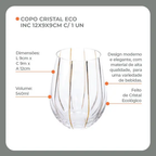 copo baixo de cristal ecologico incolor com detalhe em dourado 540ml 12x9x9cm 1un cromus 1