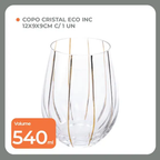 copo baixo de cristal ecologico incolor com detalhe em dourado 540ml 12x9x9cm 1un cromus 2