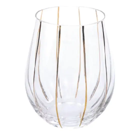 copo baixo de cristal ecologico incolor com detalhe em dourado 540ml 12x9x9cm 1un cromus