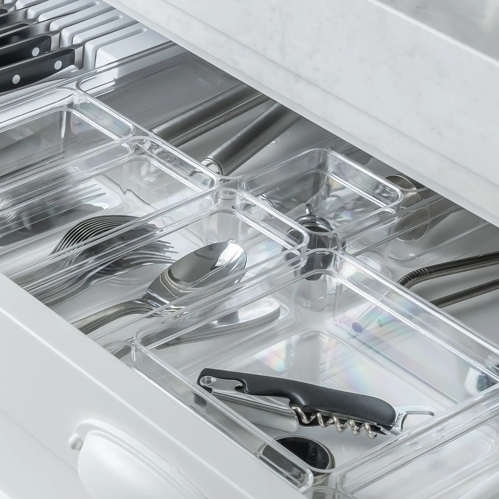organizador de gavetas clear 7 5 x 7 5 x 5 6 cm natural ambientada