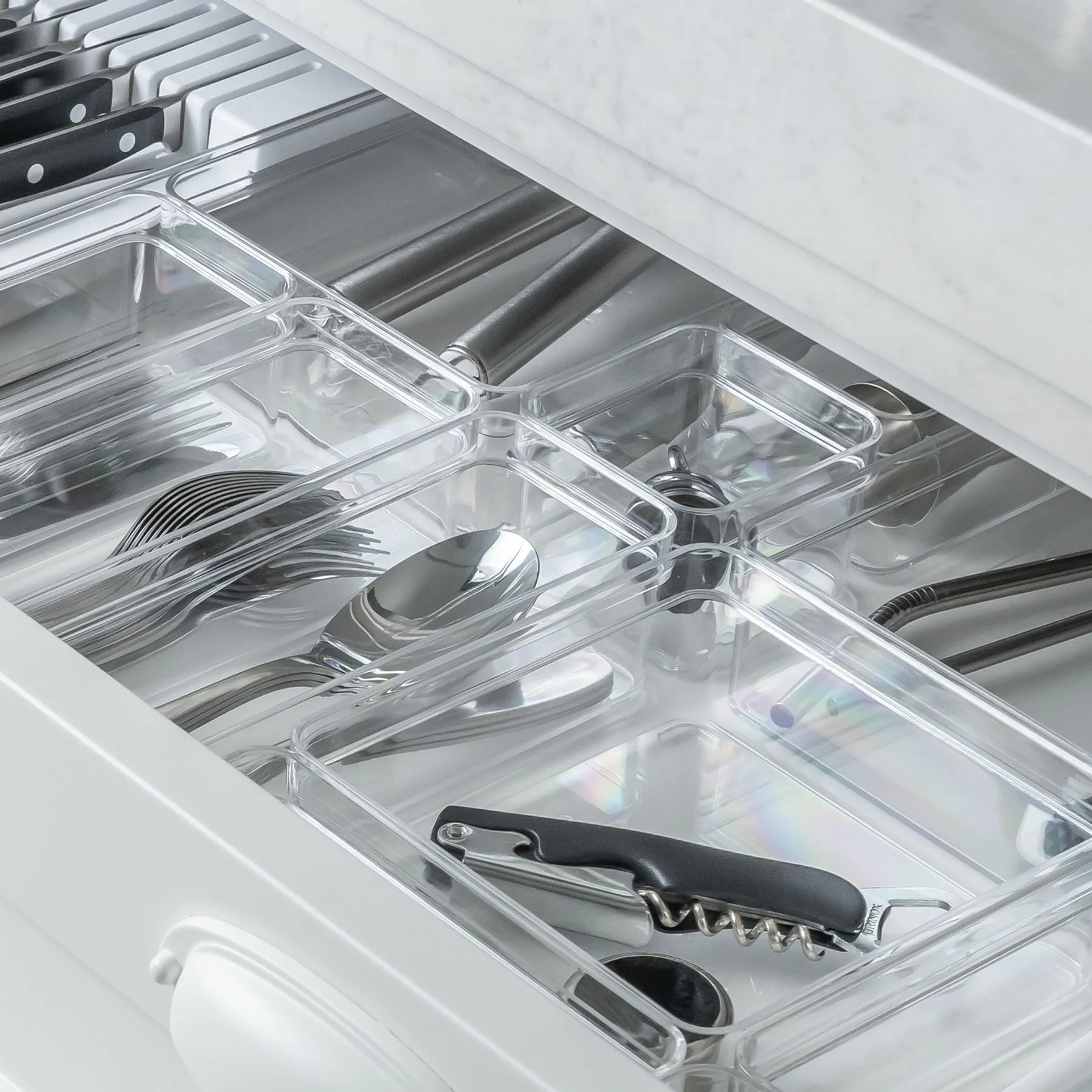 organizador de gavetas clear 7 5 x 7 5 x 5 6 cm natural ambientada