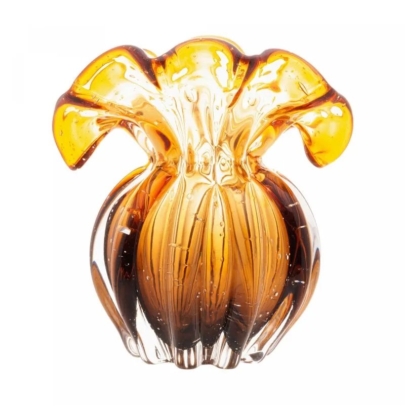 vaso de vidro italy ambar e marrom 11cm x 9cm x 11 5cm lyor 5